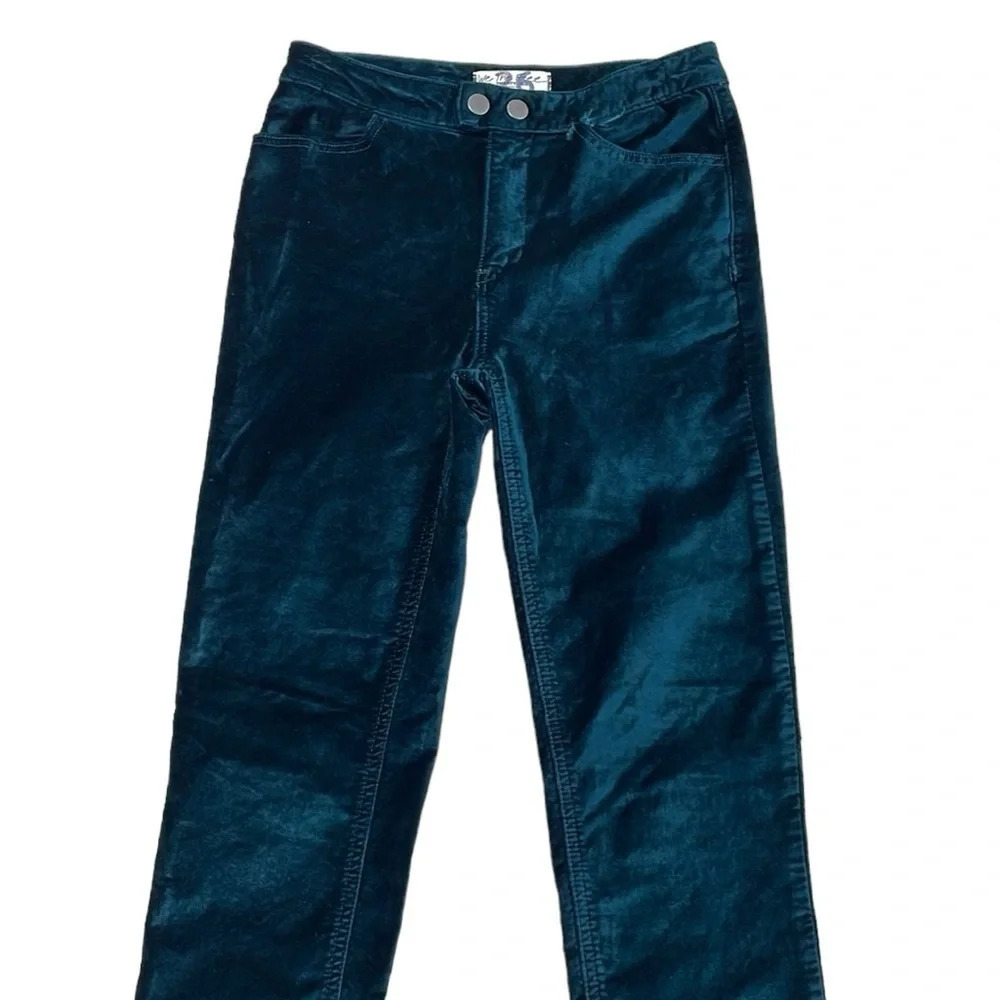 Free People Pants Women's 26 Green Velvet Skinny Ankle Pockets We The Free